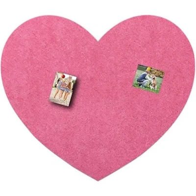 Image of Felt Pin Board,Hotel Fabric Memory Memo Photo Bulletin Board Heart Shaped Tiles Notice Board,Red (Color : Rood) Roze)