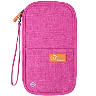 Image of VanFn Travel Wallet Family Passport Holder RFID Blocking Document Organiser Waterproof Holiday Case Men Women for ID Card, Credit Cards, Flight Tickets, Money, Coins (B Rose Pink)