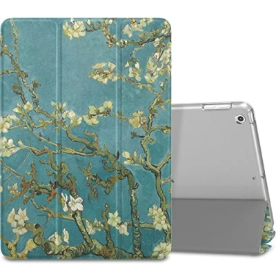 Image of MoKo Case Fit 2018/2017 iPad 9.7 5th / 6th Generation, Slim Lightweight Smart Shell Stand Cover Translucent Frosted Back Protector Apple Inch 2018/2017, Almond Blossom(Auto Wake/Sleep)