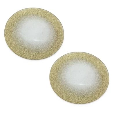 Image of Pack of 2 Champagne Gold Swirl Mirrored Glass Glitter Coaster Round Mirror Display Candle Plate Tray 10cm