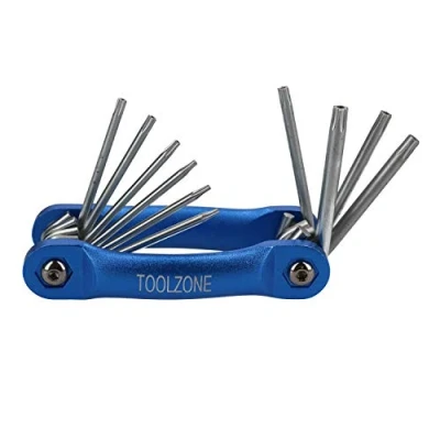 Image of AB Tools Toolzone 10pc Folding Torx Star Key Set Aluminium Frame T6 T30 Security Pocket Size