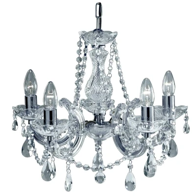 Image of Marie Therese 5 Light Crystal Chandelier Chrome Finish, E14