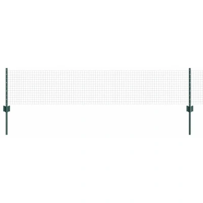 Image of vidaXL Welded Wire Fence with 11 U Posts Green 0.4x25 m Steel