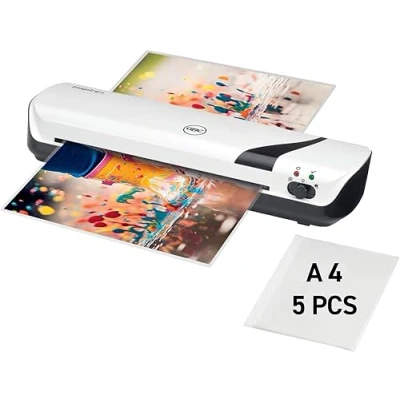 Image of GBC Inspire+/Rexel Style A4 Laminator Machine Thermal &amp; Cold Lamination Setting with 5 Laminating Pouches A4, Quick 4 Minute Warm Up Time, Ideal for Home/Home Office, White (2104511)