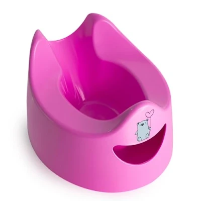 Image of Toddler Essentials Easy Pour Potty Dark Pink Portable Training Toilet Seat for Toddlers Hygienic, to Clean, and Travel Friendly