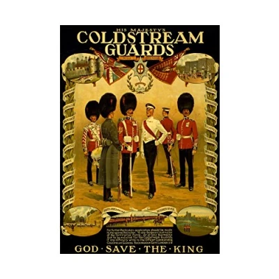 Image of Wee Blue Coo Vintage Ad War WWI Britain Enlist Coldstream Guard King Wall Art Print