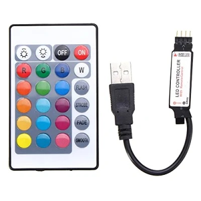 Image of MASUNN 24 Keys USB LED Controller with Remote Control for DC5V 5050 RGB Strip Light