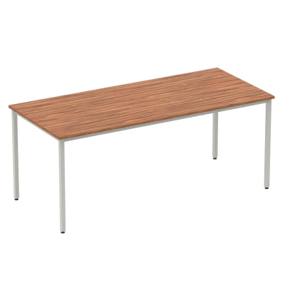 Image of Impulse 1800mm Straight Table Walnut Top Silver Box Frame Leg