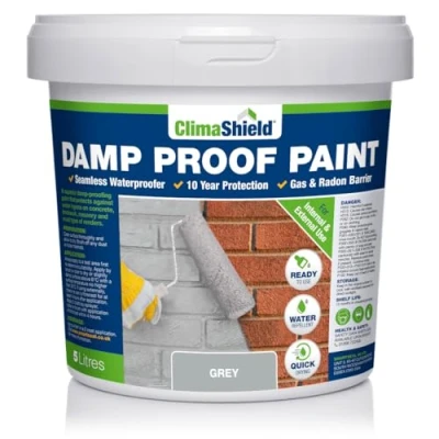 Image of SmartSeal Damp Proof Grey Paint 5 Litres For Interior &amp; Exterior Walls, Ceilings and Floors. Helps Prevent Water Ingress the Spread of Penetrating (Grey)
