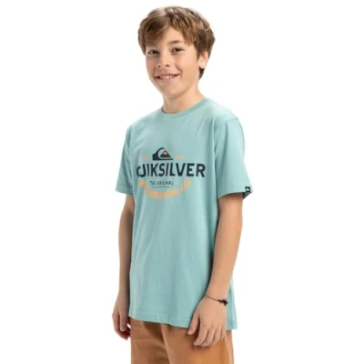Image of Quiksilver Typed OUT Unisex Print Tshirt for kids, Size: 14y, Aquifer
