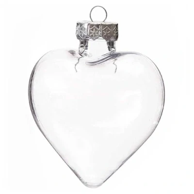 Image of Crafty Capers 9cm Heart Plastic Fillable Christmas Bauble One Part with Removable Cap