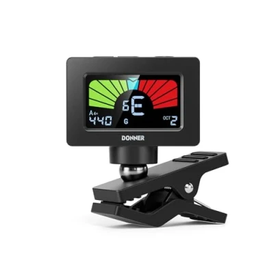 Image of Donner Guitar Tuner Clip On Magnetic with Color LCD Display for Acoustic/Electric Ukulele Bass Violin Banjo Tuning DT 10 Black