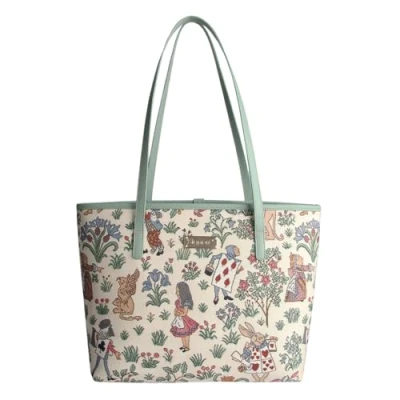 Image of Signare Tapestry Shoulder Bag Tote for Women with Vintage Design (Alice in Wonderland, COLL ALICE)