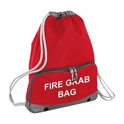 Image of Workwear World Supersize School Evacuation Fire Grab Bag Printed Red Emergency Documents Drawstring Sack