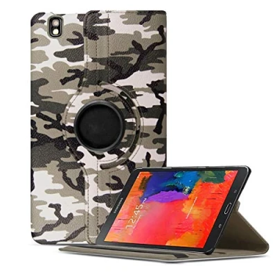 Image of Samsung Galaxy Tab Pro 8.4 Inch Case 360 Degree Rotating Stand Leather Flip Protective Cover for T320 (Army Camouflage)