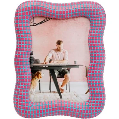 Image of Kare Design Picture Frame Wavy, Pink, Hand Painted, Unique, Standing, Wall Mountable Possible, Modern Design, A5 Size, Gift Idea, 23 x 18 2 cm (H W D)