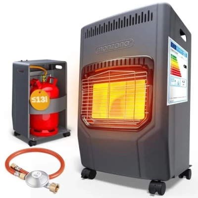 Image of MONZANA® GH4500 Portable Indoor Gas Heater with Wheels 4200W 3 Heat Settings Includes 50 cm Hose &amp; Pressure Regulator Ceramic Heating Plates