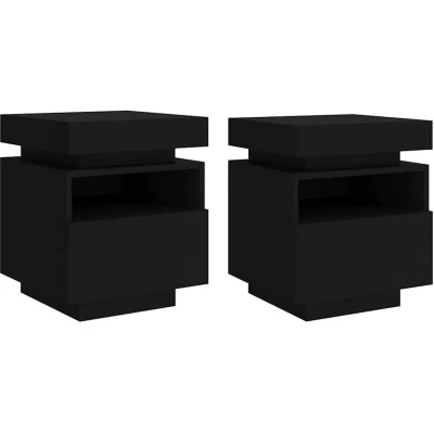 Image of vidaXL Bedside Cabinets with LED Lights 2 pcs Black 40x39x48.5 cm