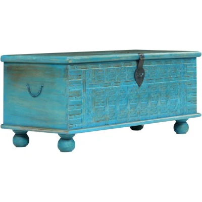 Image of vidaXL Storage Chest Solid Mango Wood Blue 100x40x41 cm