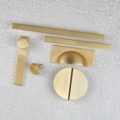 Image of Handle &amp; Home 64mm Brushed Brass Half Moon Kitchen Cupboard Cabinet Drawer Door Pull Dark Gold Design