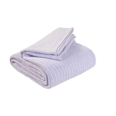 Image of EHC Cotton Soft Hand Woven Reversible Lightweight Lavender Adult Cellular Blanket, Single 180 x 230cm