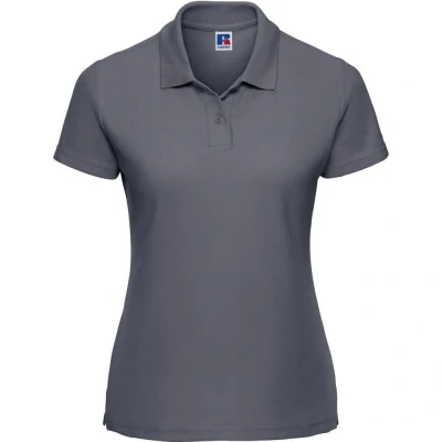 Image of Russell Athletic Womens/Ladies Classic Plain Polycotton Polo Shirt (Convoy Grey) Dark Grey Size 8 UK