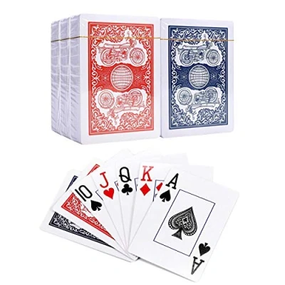 Image of Vinsani Motorbike Playing Cards, Poker Size Standard Index, 6 Decks of Cards (3 Red and 3 Blue), for Blackjack, Euchre, Canasta, Pinochle Card Game, Casino Grade