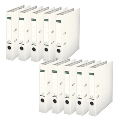 Image of Leitz Mini Lever Arch File Plastic 52mm Spine A4 White Ref 1015 01 [Pack of 10]