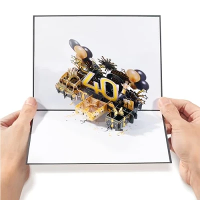 Image of Diese Klappkarten Pop Up 40th Birthday Card 50 x 20 cm (19.7&quot; 7.9&quot;) Giant 3D Happy for 40 Year Olds Unique Large Popup Greeting Cards Men and Women