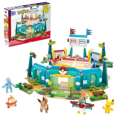 Image of MEGA Pokémon Building Toys Set Training Stadium with 1101 Pieces, 5 Poseable Characters and Battle Play, for Kids, HWR82