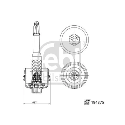 Image of 2701800338, 2701800400, 2701800438, A2701800338, A2701800400 Cover, oil filter housing FEBI BILSTEIN 194375 87mm with seal ring