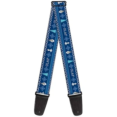 Image of Guitar Strap Olaf Snowflakes Stitch Blues White 2 Inches Wide