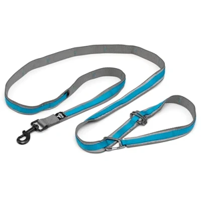 Image of Kurgo 6 in 1 Quantum Leash, Hands Free Leash for Dogs, Running Belt Lead, Crossbody &amp; Waist Style, Reflective, Carabiner Clip, Training, Hiking, or Jogging, 4 Colors,Blue