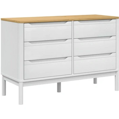 Image of vidaXL Chest of Drawers FLORO White Solid Wood Pine