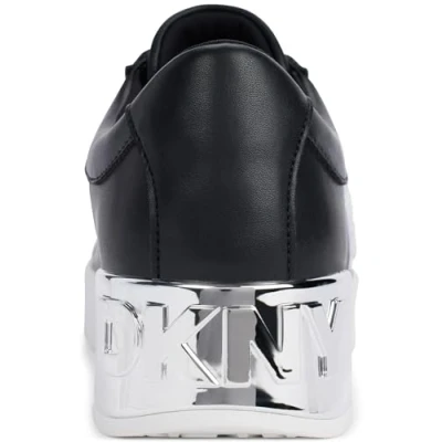 Image of DKNY Maben LACE UP Trainers, Women&#039;s, Size: 7.5, Black Leather