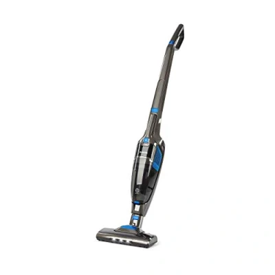 Image of Klarstein TurboHybrid Cordless Vacuum Cleaner, Bagless Cyclone Rechargeable Vacuum, LED Light, 2 Suction Levels, Space Saving, Hoover w/Nozzles and Charging Station, Anthracite Blue
