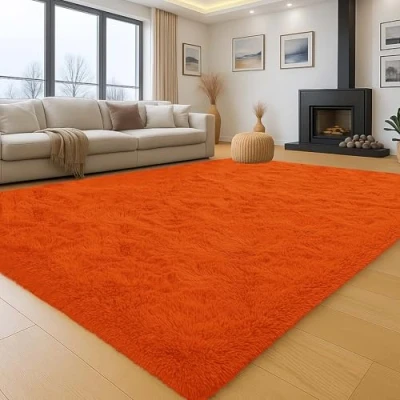 Image of Aspire Homeware Rugs Living Room Rust Area 160x230cm for Bedroom Anti Slip Modern Super Soft Thick Pile Fluffy Shaggy Rug Non Shedding
