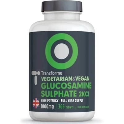 Image of Transforme Glucosamine Sulphate 1000mg 365 Tablets, 2KCl, Vegetarian, Vegan, 1 Year Supply, Gluten Free