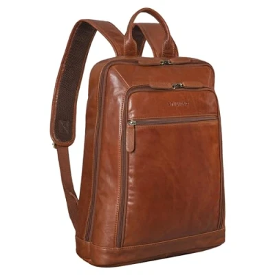 Image of STILORD &#039;Watson&#039; Laptop Backpack 15.6 inch Leather Daypack Large Vintage Rucksack Bag Business Office Bags XL in Genuine Leather, Colour:maraska brown