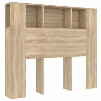 Image of vidaXL Headboard Cabinet Home Bedroom Furniture Accessory Wall Bed Bookcase Backboard Sonoma Oak 120x18.5x104.5 cm