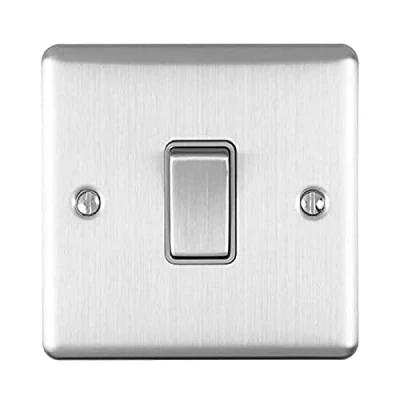 Image of Enhance Decorative 1 Gang Switch Satin Stainless Finish With Grey Trim