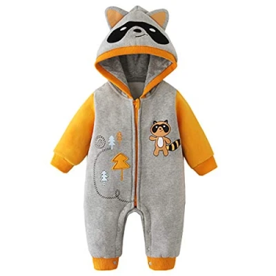 Image of Bebone Baby Girls Boys Cartoon Animal Romper Jumpsuit (12 18 Months, Grey)