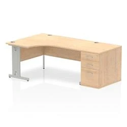 Image of Impulse 1600 Left Crescent Desk Maple Cable Managed + High Ped