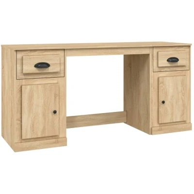 Image of Desk with Cabinet Sonoma Oak Engineered Wood Vidaxl