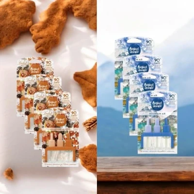 Image of 8Pack Air Freshener Plug in Refill 3volution Compatible with 8Pcs Wax Melts (Mountain &amp; Gingerbread Spice)