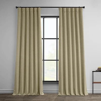 Image of HPD Half Price Drapes Faux Linen Textured Room Darkening Curtains for Bedroom 96 Inches Long (1 Panel), 50W X 96L Living Home Decor, Thatched Tan