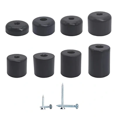 Image of Marcopol (Pack of 8 pcs) Black Furniture Legs, Height 25 mm, Round Ø 50 mm Feet, Material Plastic, Screws Included (8, mm)