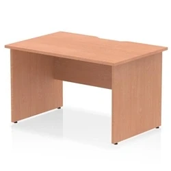 Image of Impulse 1200 x 800mm Scalloped Edge Straight Office Desk Beech Top Panel End Leg