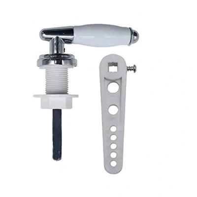 Image of Lokatall Ceramic Toilet Flush Handle, Chrome Replacement Tank Handle Universal Fit Cistern Lever WC Lavatory Flush, Adjustable Arm (1/2 Interface)