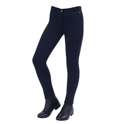 Image of Dublin Supa Fit Zip Up Knee Patch Jodhpurs, Navy, Ladies 18/36&quot;